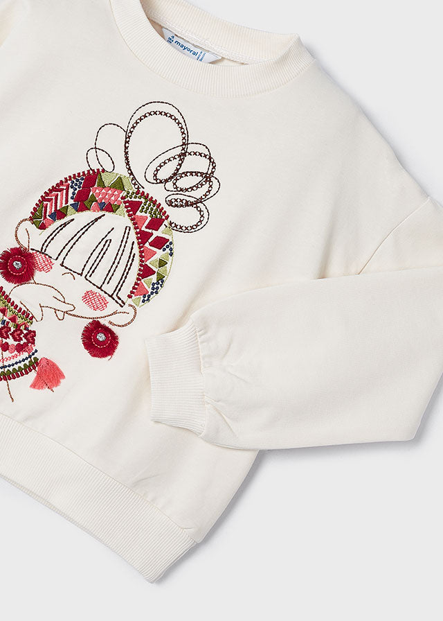 Chic Embellished Girl Pullover