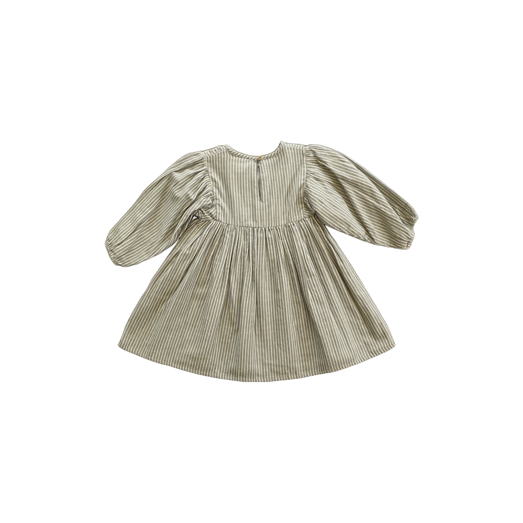 Long Puff Sleeve Stripe Dress Granite