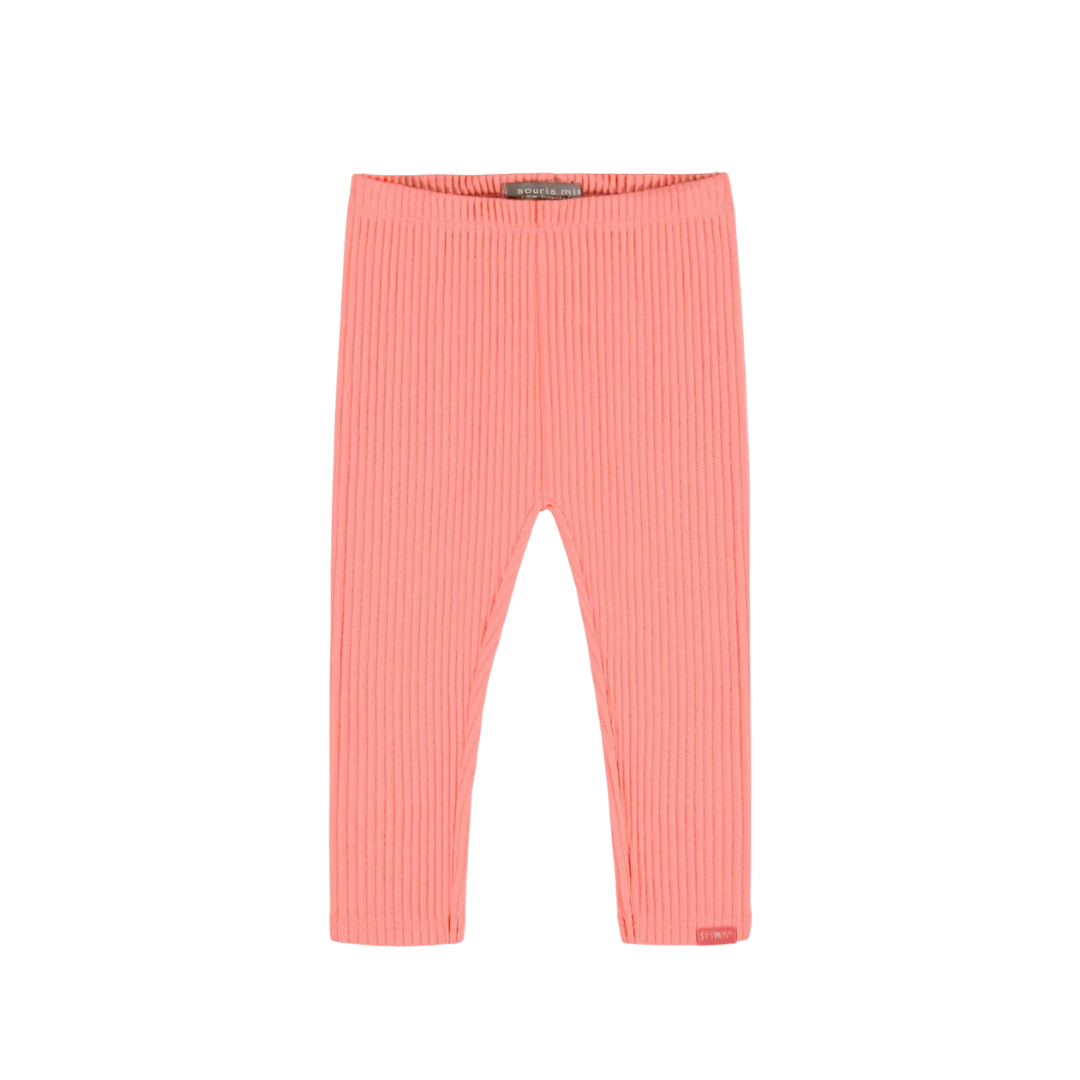 Coral Ribbed Knit Leggings