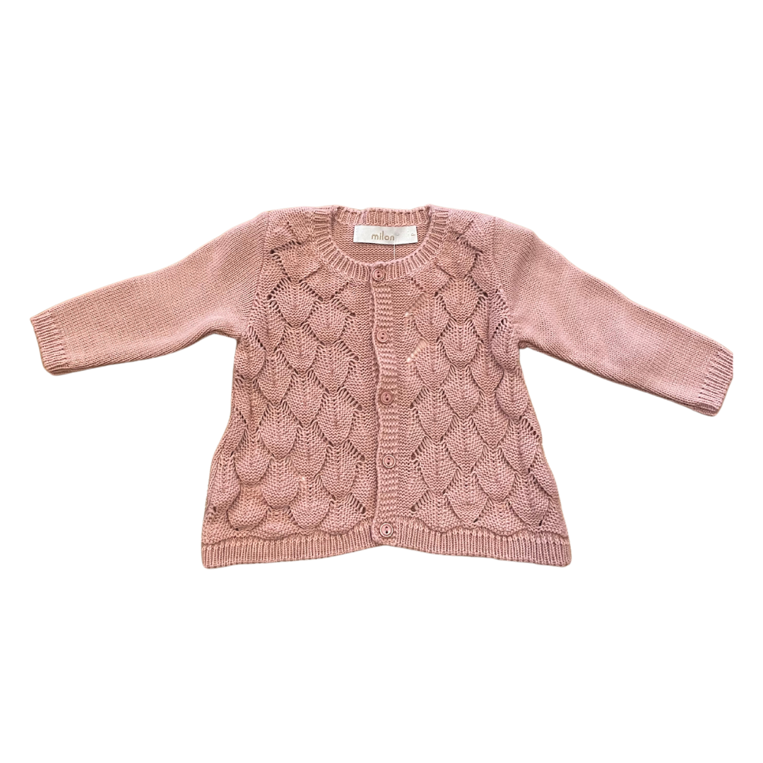Button Knit Cardigan with Scallop