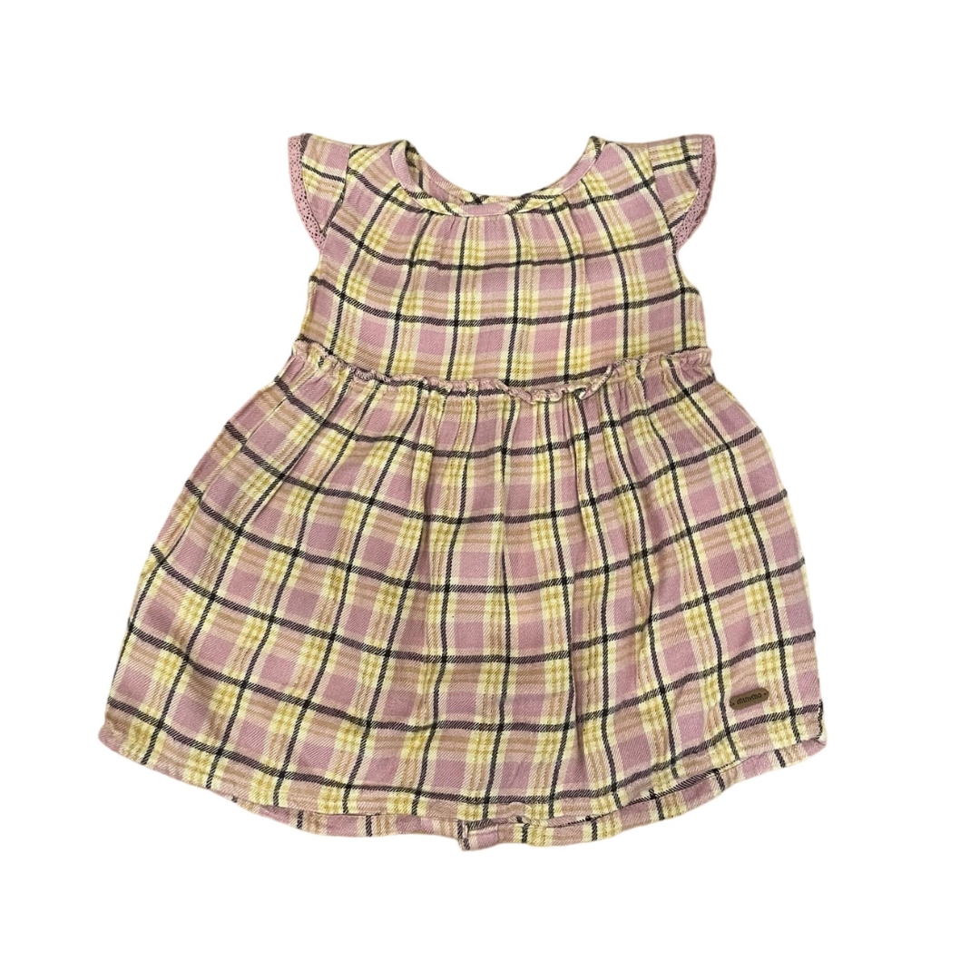 Cap Sleeve Flannel Check Dress