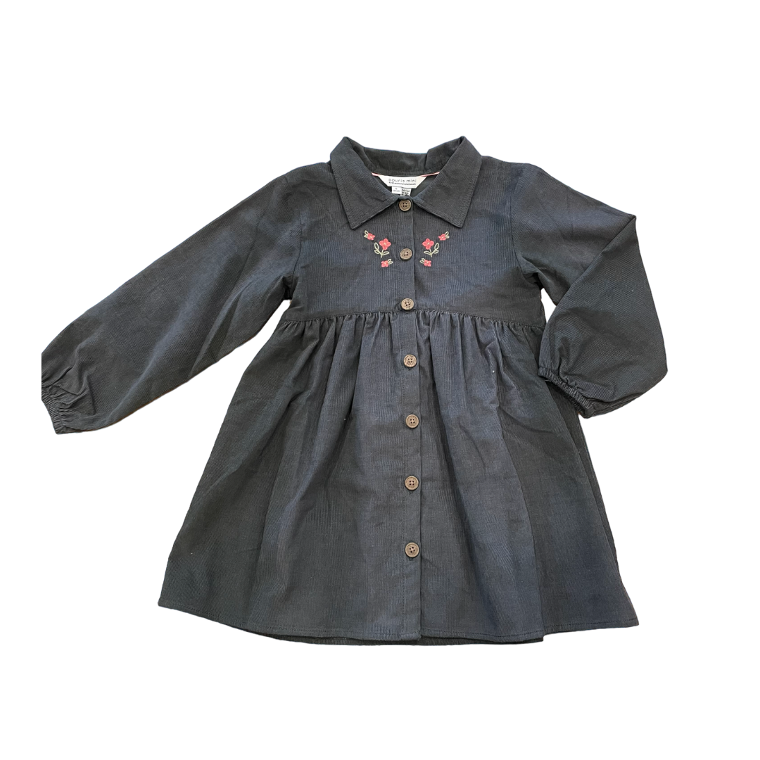 Corduroy Dress with Embroidery