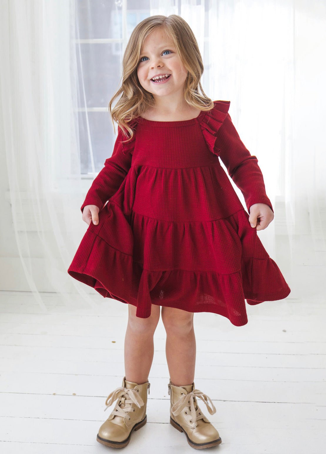 Berry & Olive Waffled Dress - Wren Harper