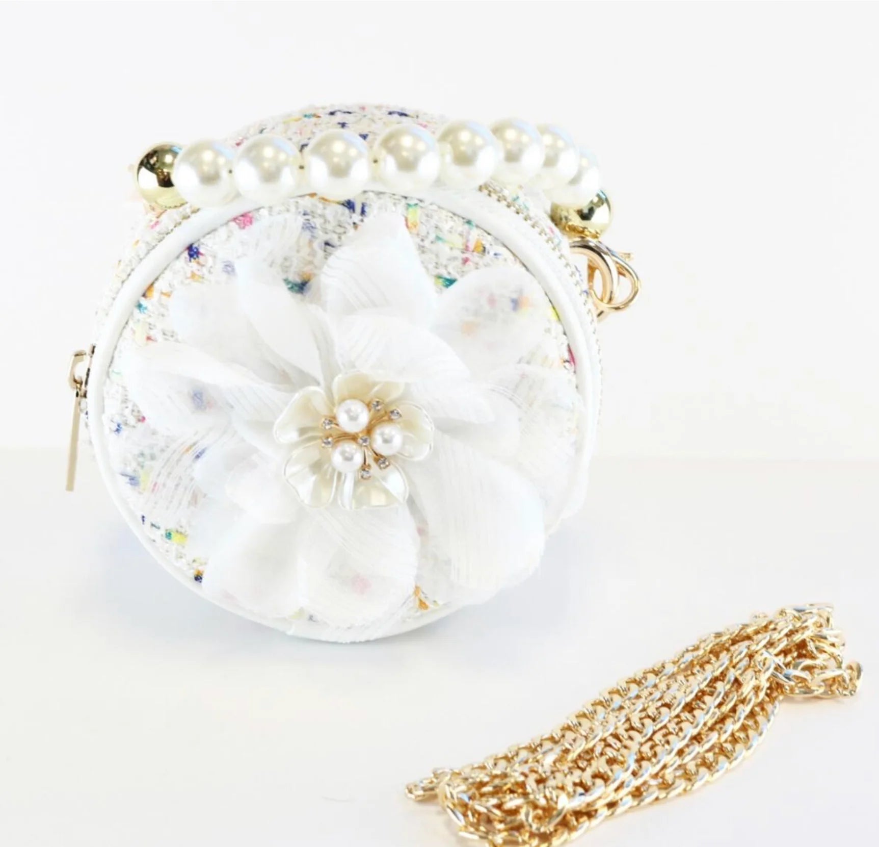 Big Flower Round Tweed Purse - Wren Harper