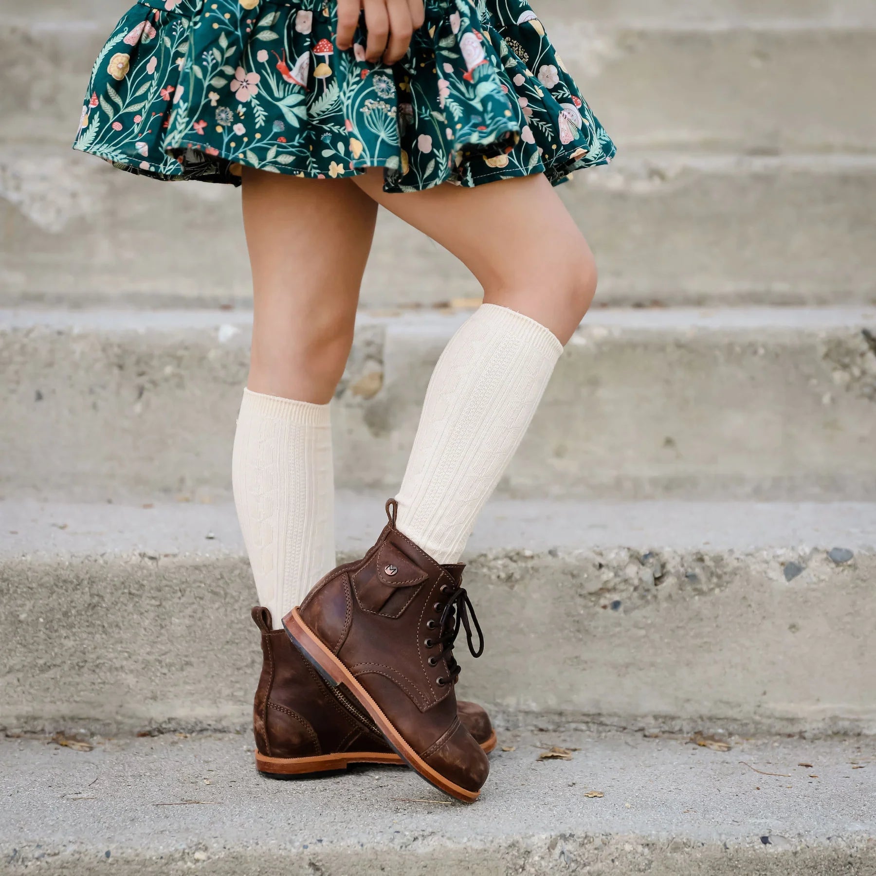 Cable Knit Knee High Socks - Wren Harper