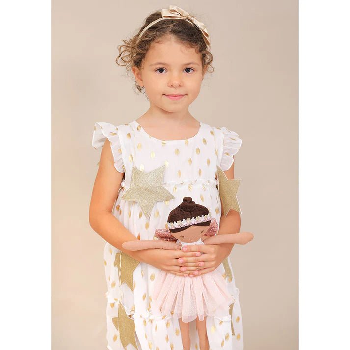 Celeste Gold Dot Chiffon Dress - Wren Harper