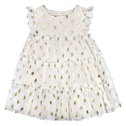 Celeste Gold Dot Chiffon Dress - Wren Harper