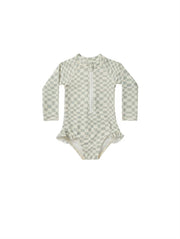 Seafoam Check Rash Guard