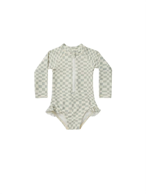 Seafoam Check Rash Guard