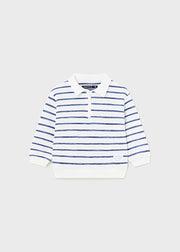 Striped Polo Collar Sweatshirt
