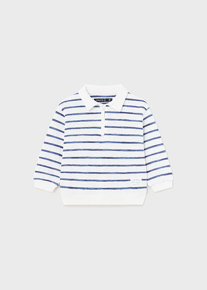Striped Polo Collar Sweatshirt