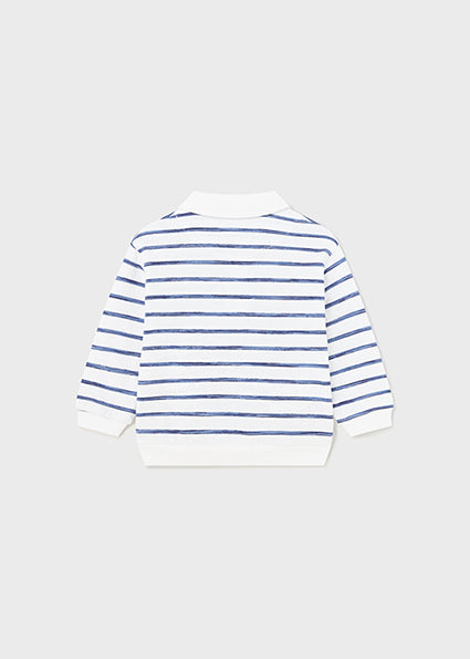 Striped Polo Collar Sweatshirt