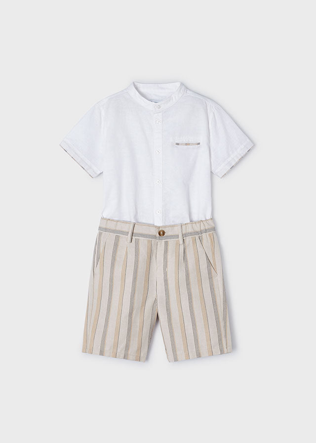 Linen Stripe Bermuda Set