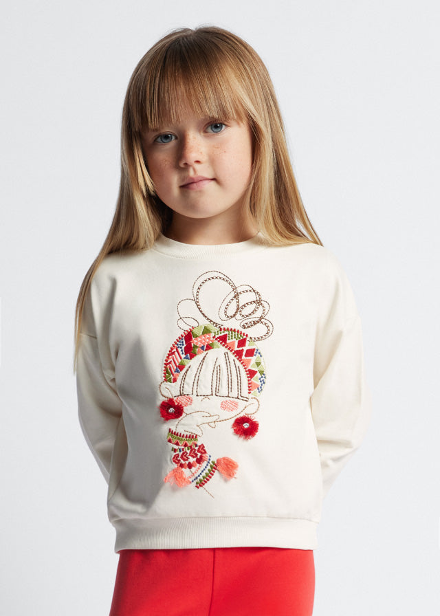 Chic Embellished Girl Pullover