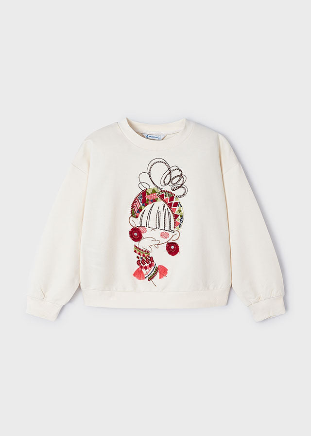 Chic Embellished Girl Pullover