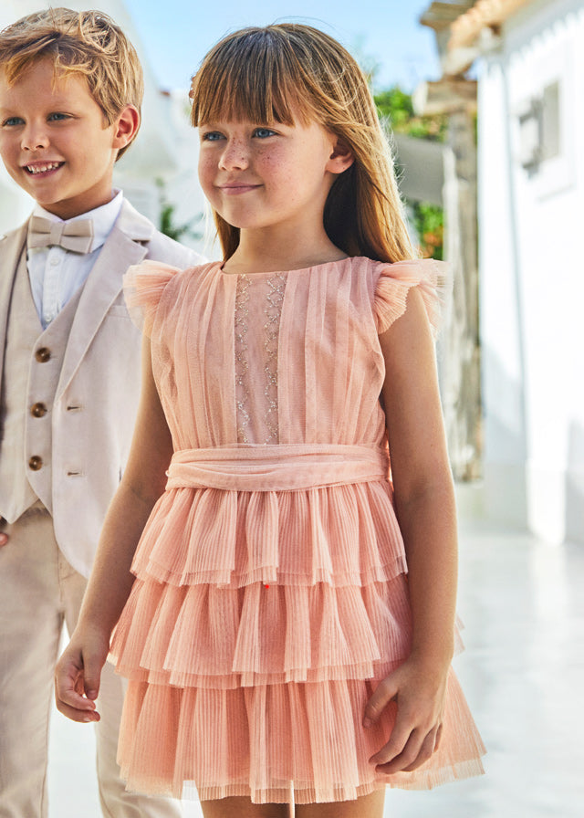Pink Pleated Tulle Dress