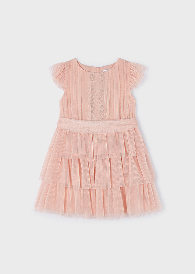 Pink Pleated Tulle Dress