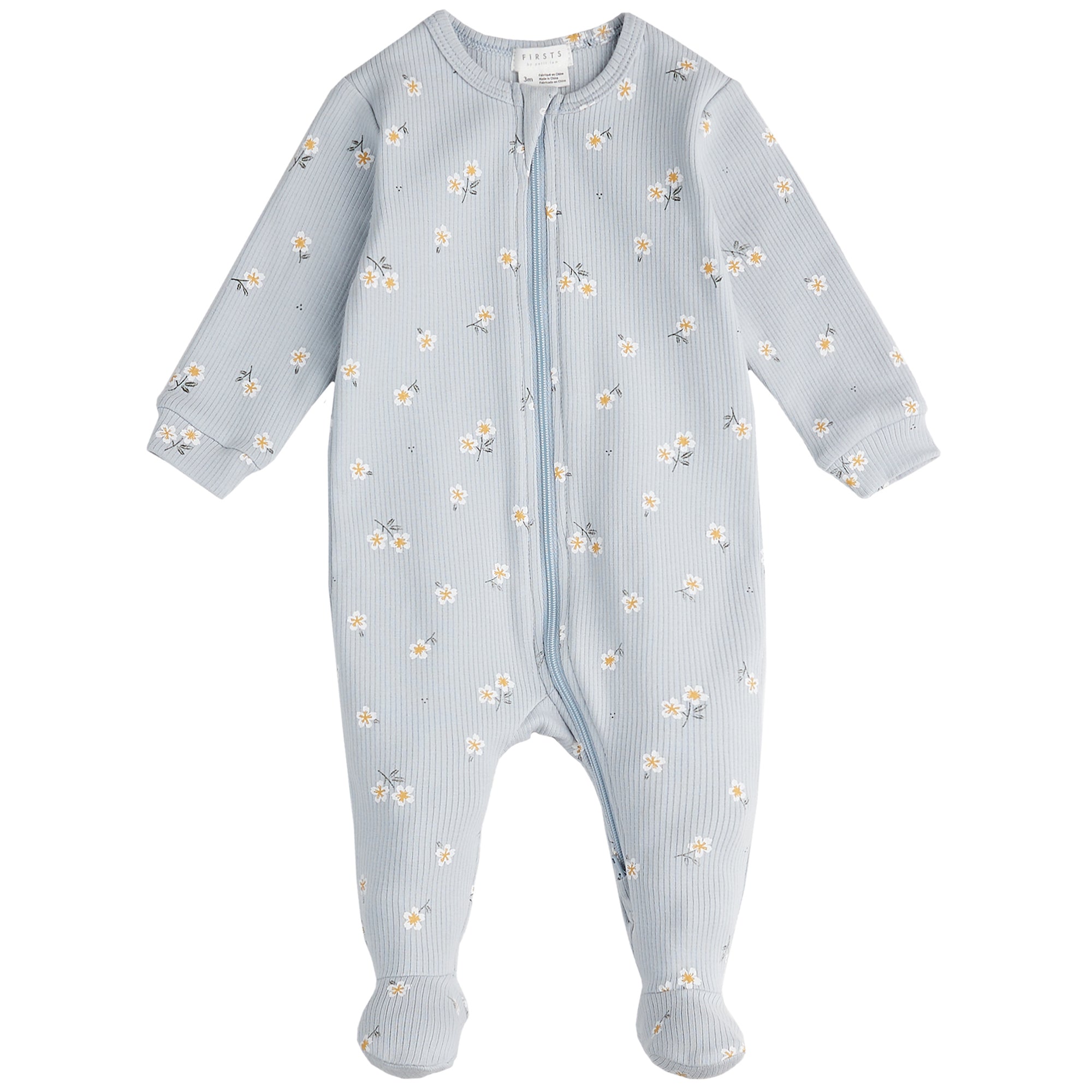 Baby Blue Floral Sleeper Knit