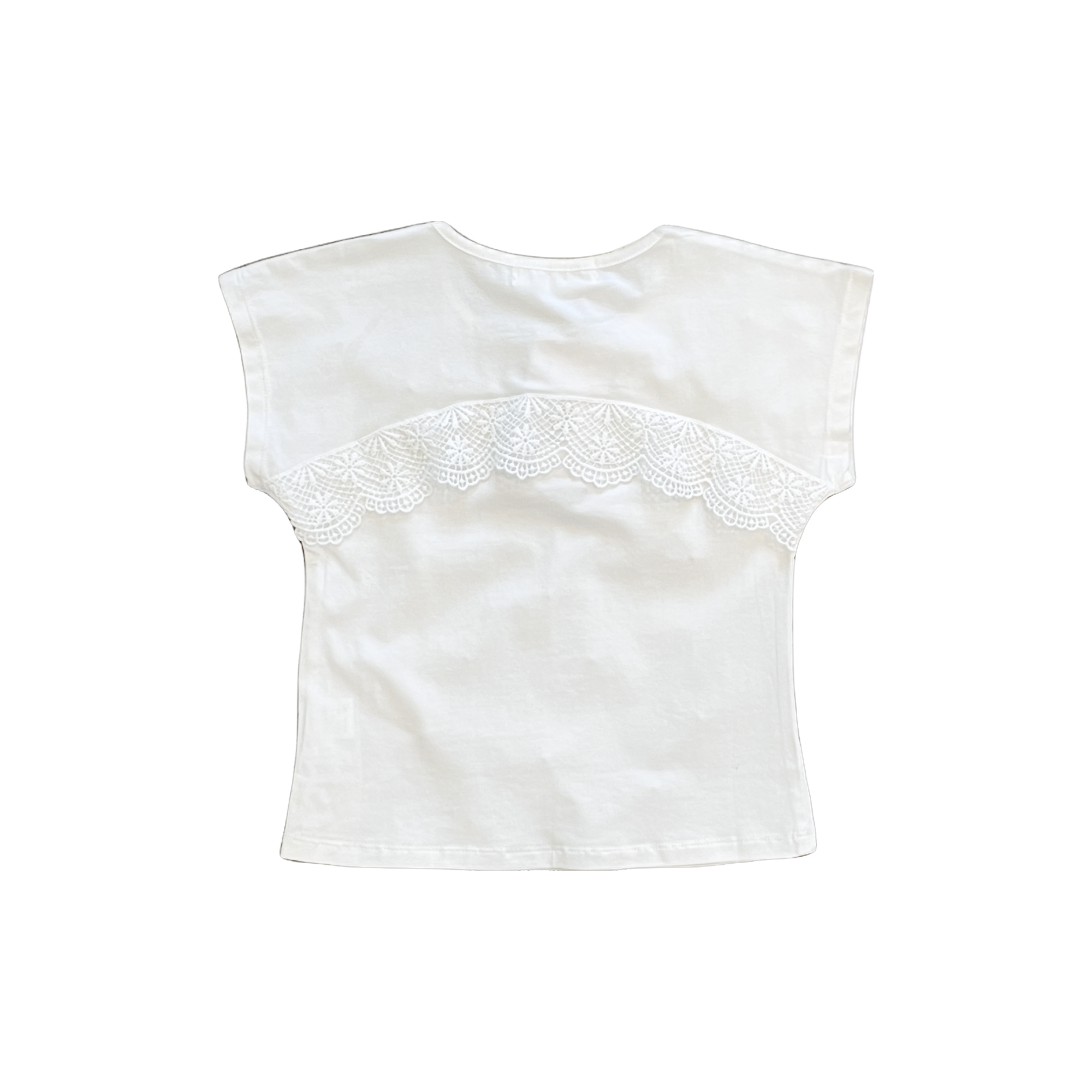 Pearl Embellished Tee with Lace Back