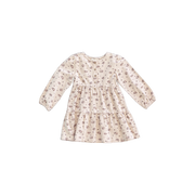 L/S Henley Tiered Dress W/Fall Print