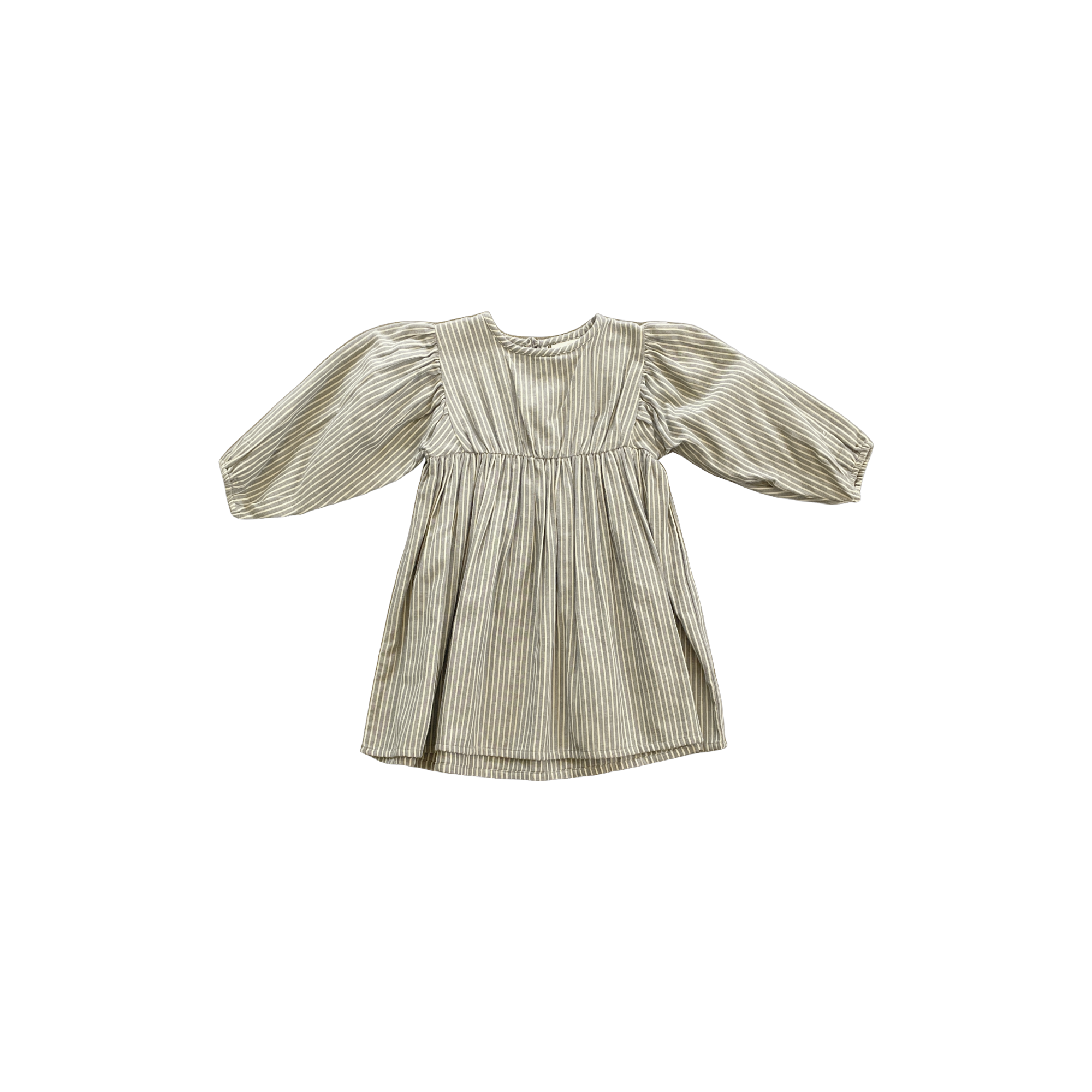Long Puff Sleeve Stripe Dress Granite