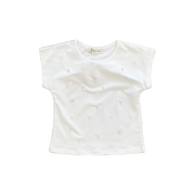 Pearl Embellished Tee with Lace Back