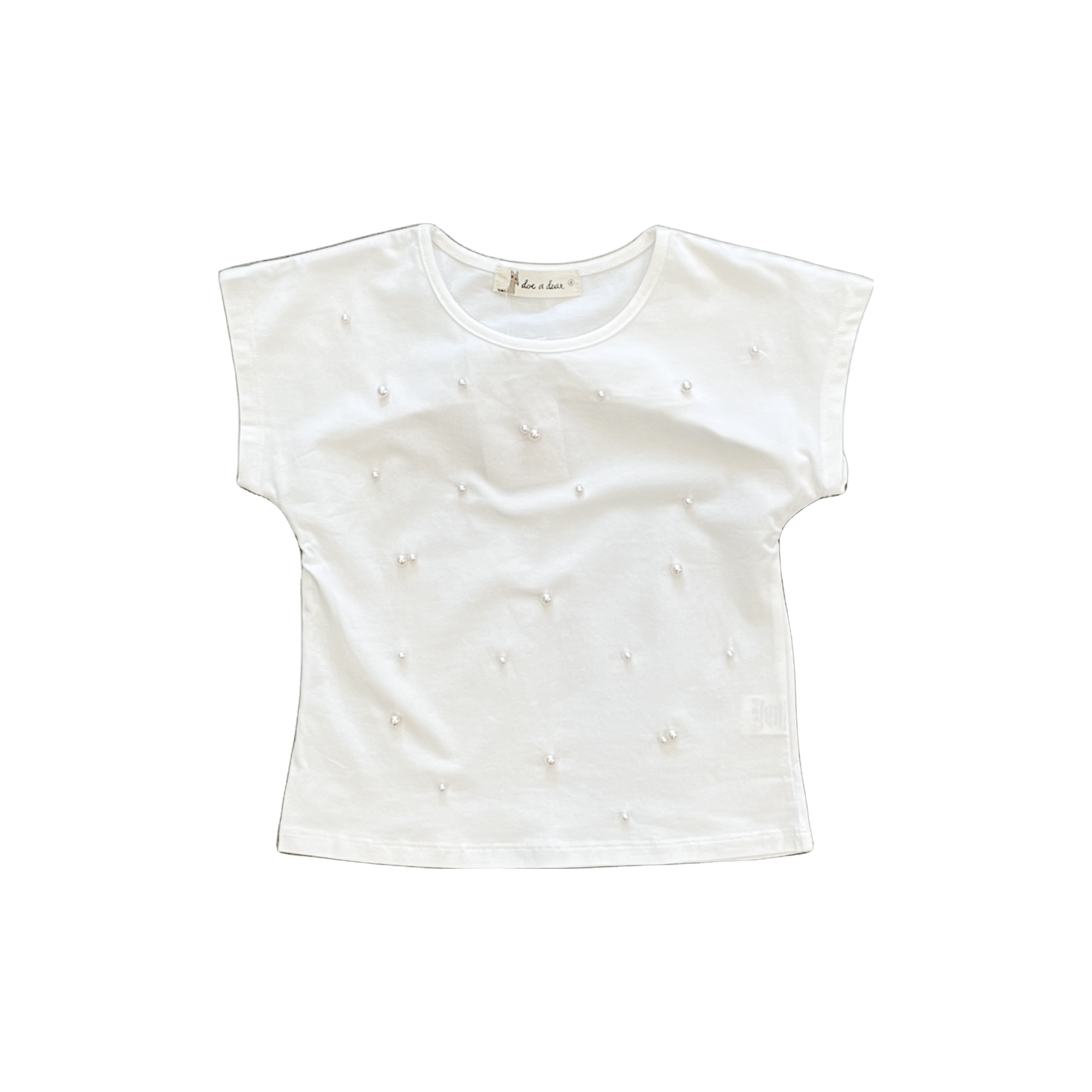 Pearl Embellished Tee with Lace Back