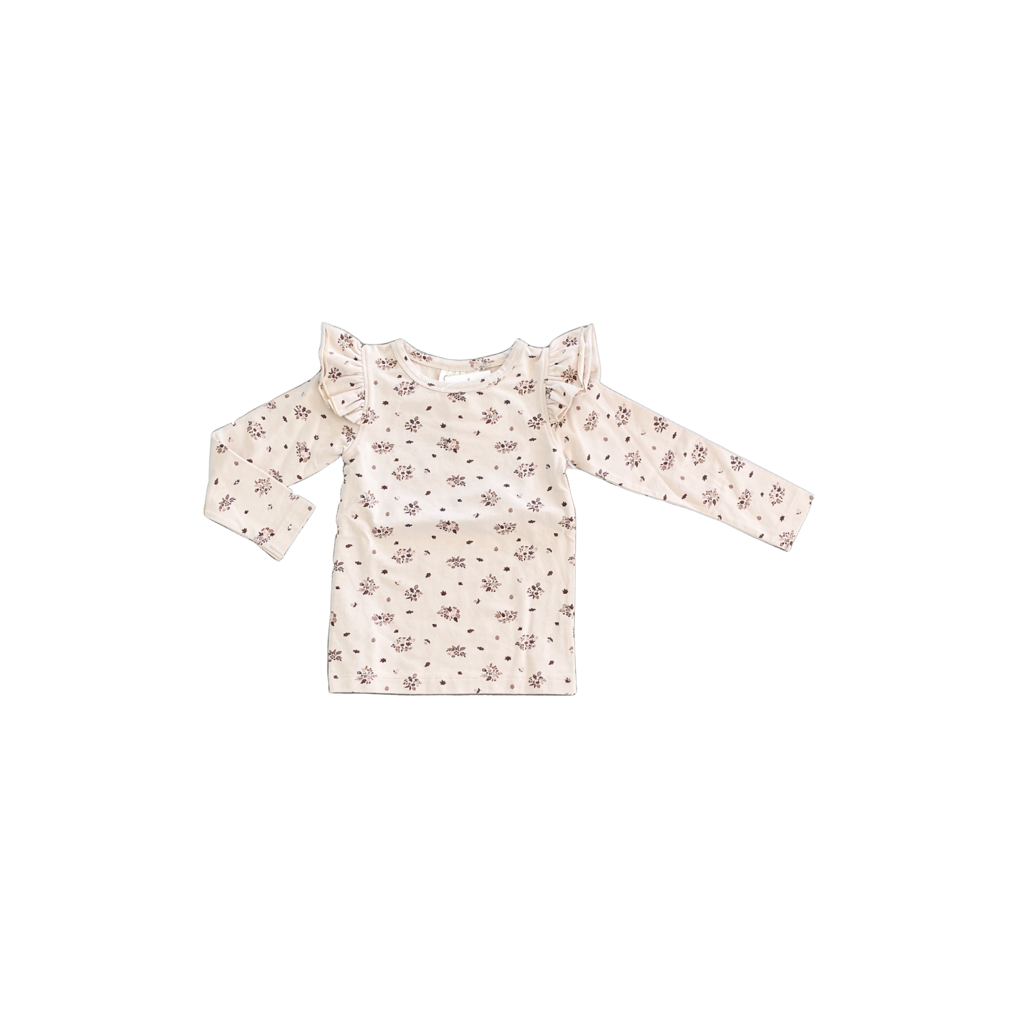 L/S Flutter Shoulder T-Shirt Fall Print