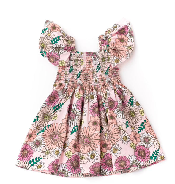 Retro Blossom Smock Dress