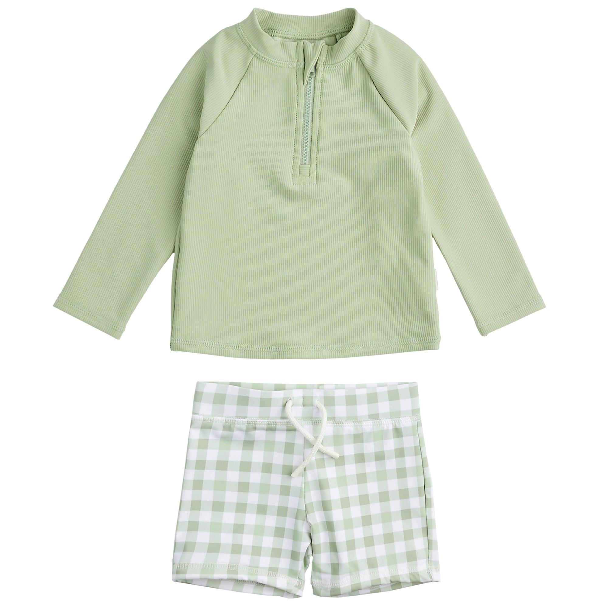 Green Plaid 2pc Swim Set