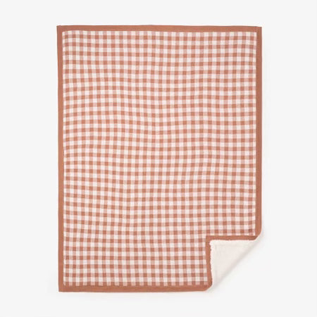 Gingham Fur Back Blanket