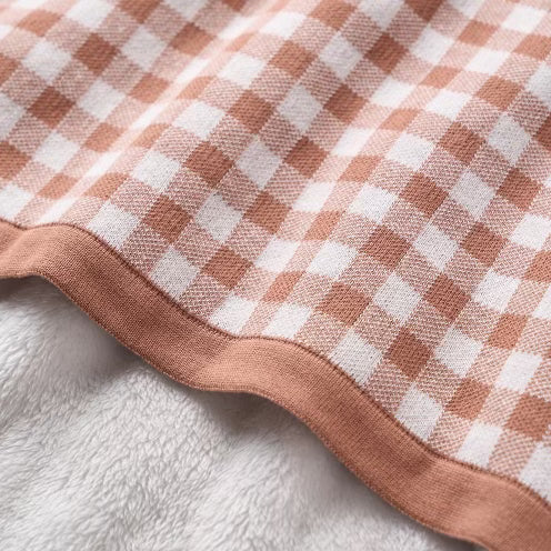 Gingham Fur Back Blanket