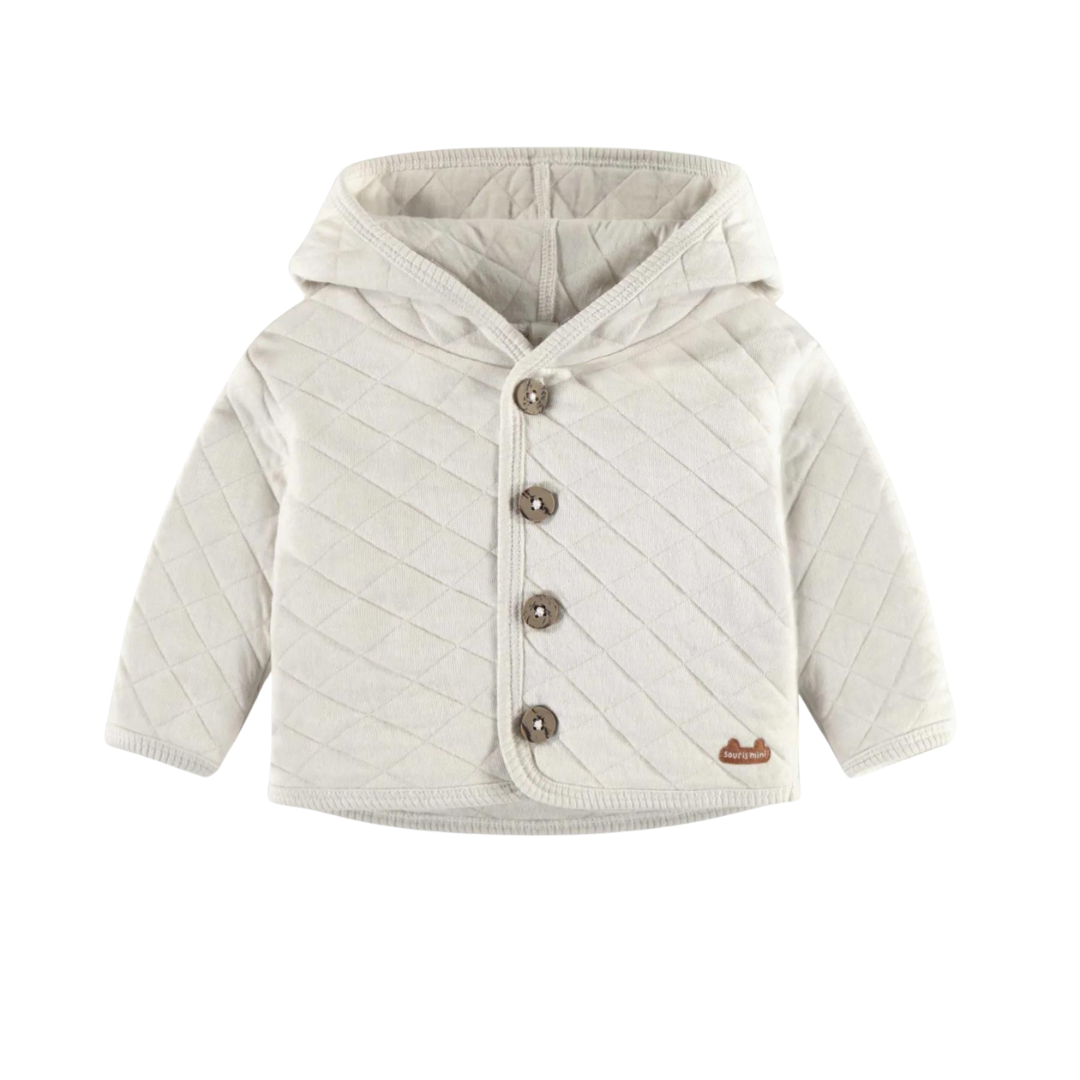 Quilted Hooded Jersey Sweater