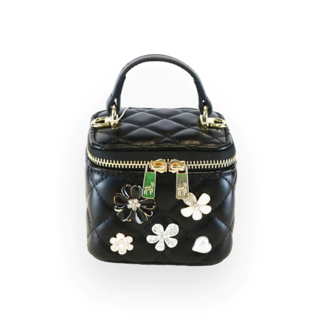Quilted Bag with Floral Charms