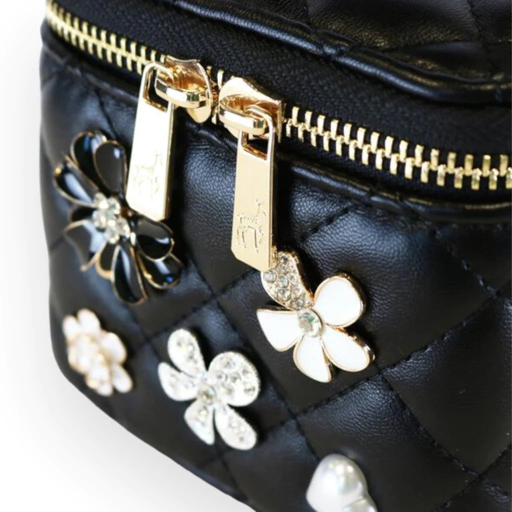 Quilted Bag with Floral Charms