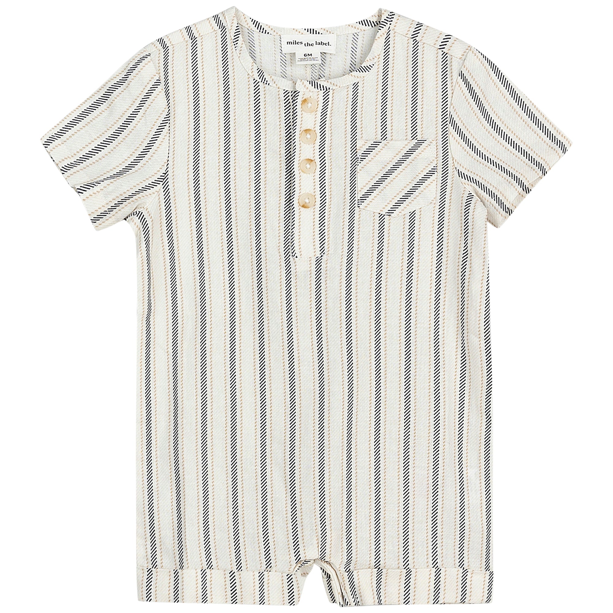 Striped Linen Henley Romper
