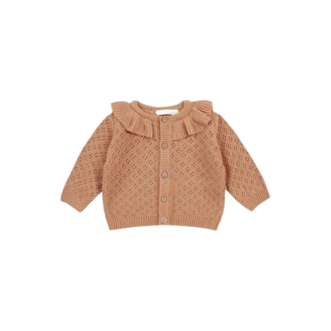 Melon Ruffle Collar Cardigan