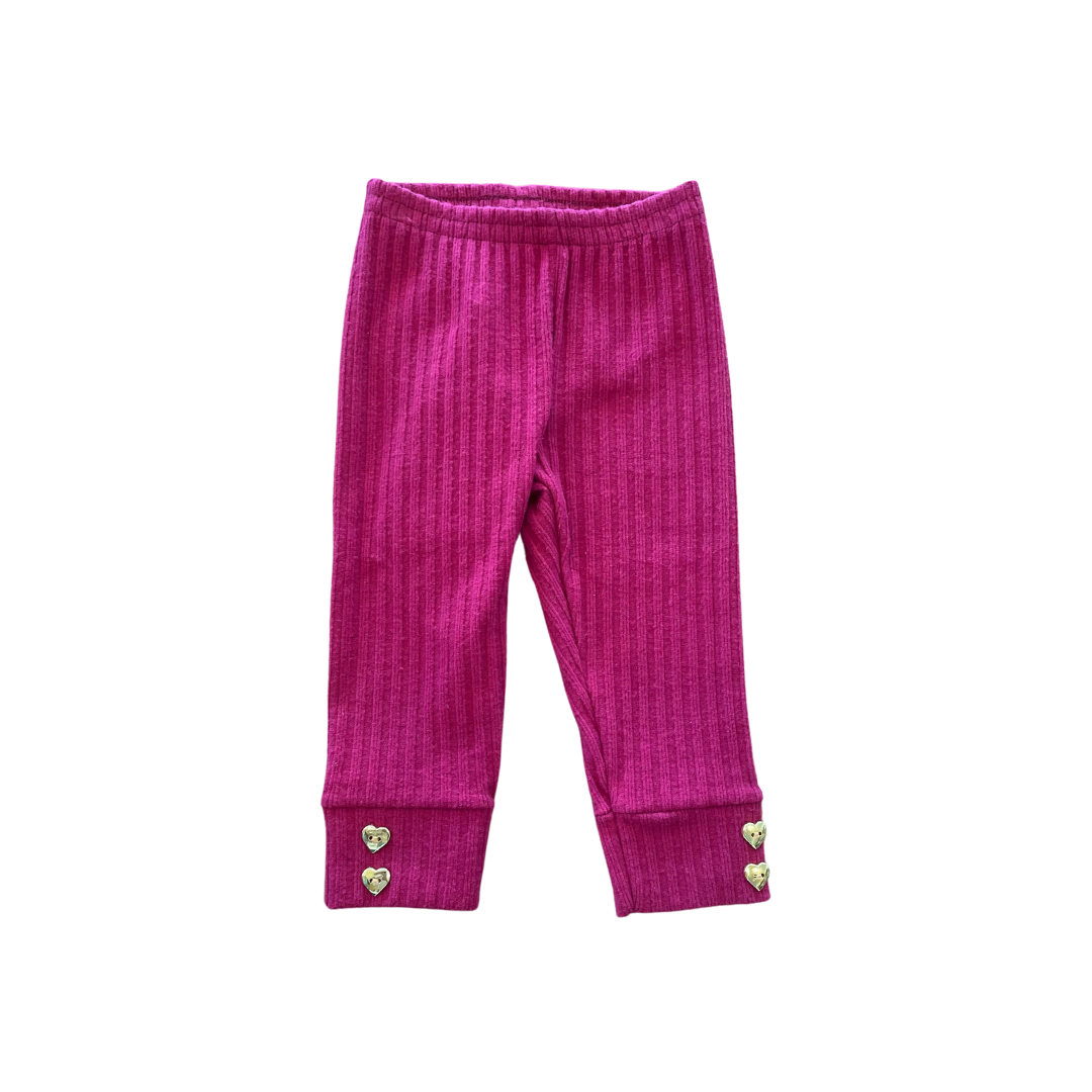 Gold Heart Button Leggings