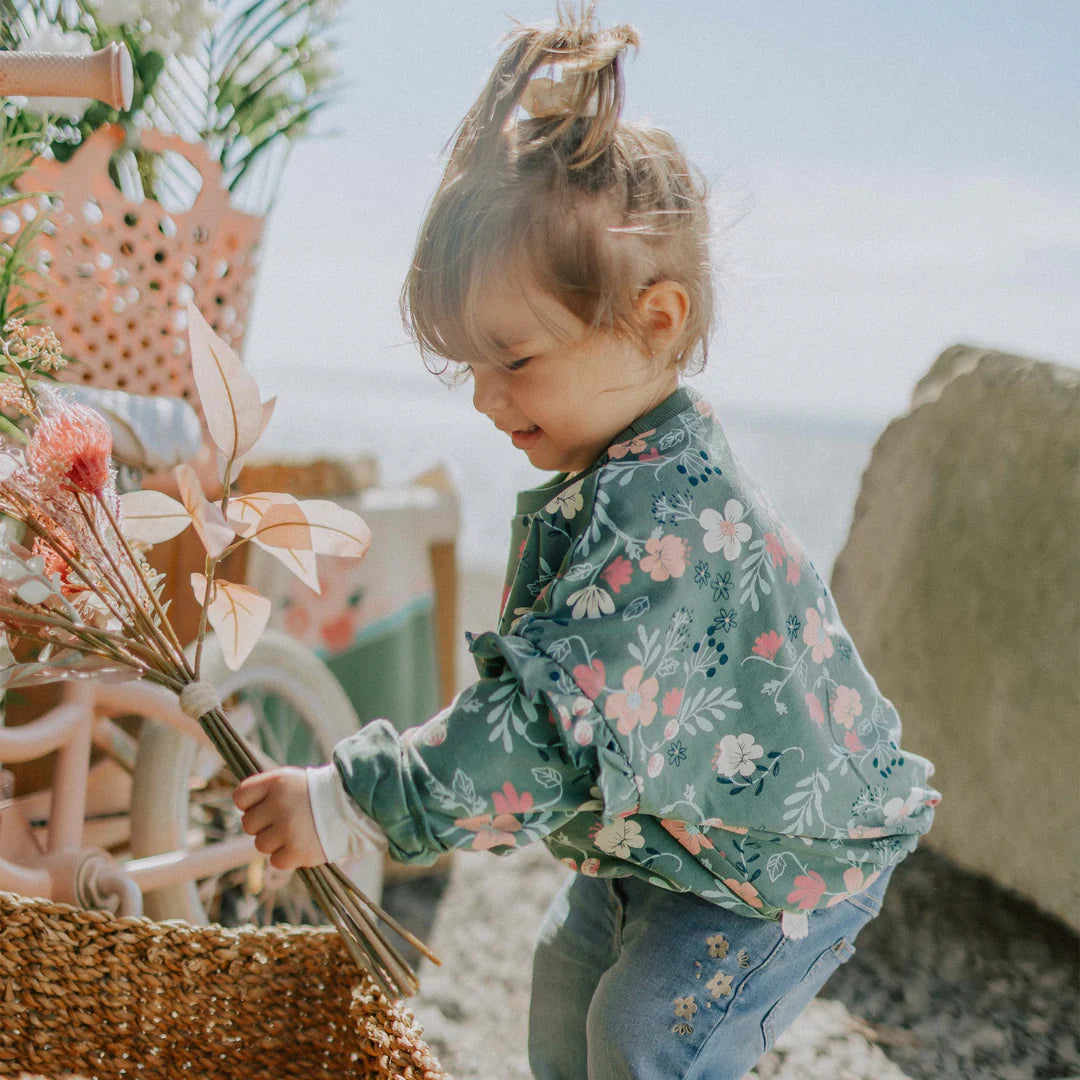 Green Floral Sweater