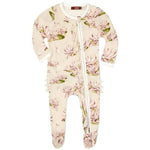 Bamboo Ruffle Zipper Footed Romper Water Lily - Wren Harper