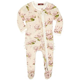 Bamboo Ruffle Zipper Footed Romper Water Lily - Wren Harper