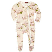 Bamboo Ruffle Zipper Footed Romper Water Lily - Wren Harper