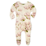 Bamboo Ruffle Zipper Footed Romper Water Lily - Wren Harper