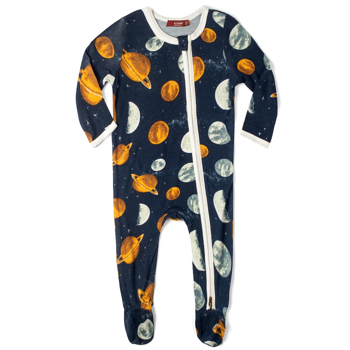 Bamboo Zipper Footed Romper Planets - Wren Harper