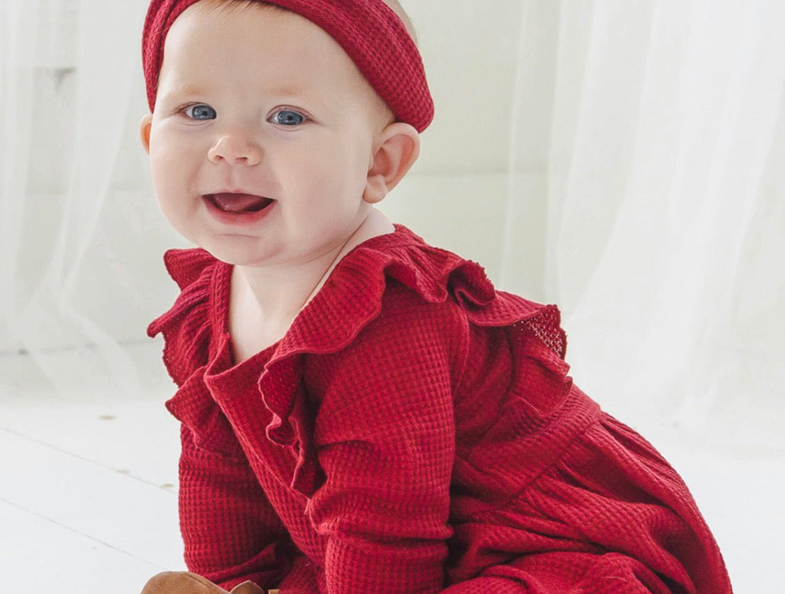 Berry & Olive Waffled Romper - Wren Harper