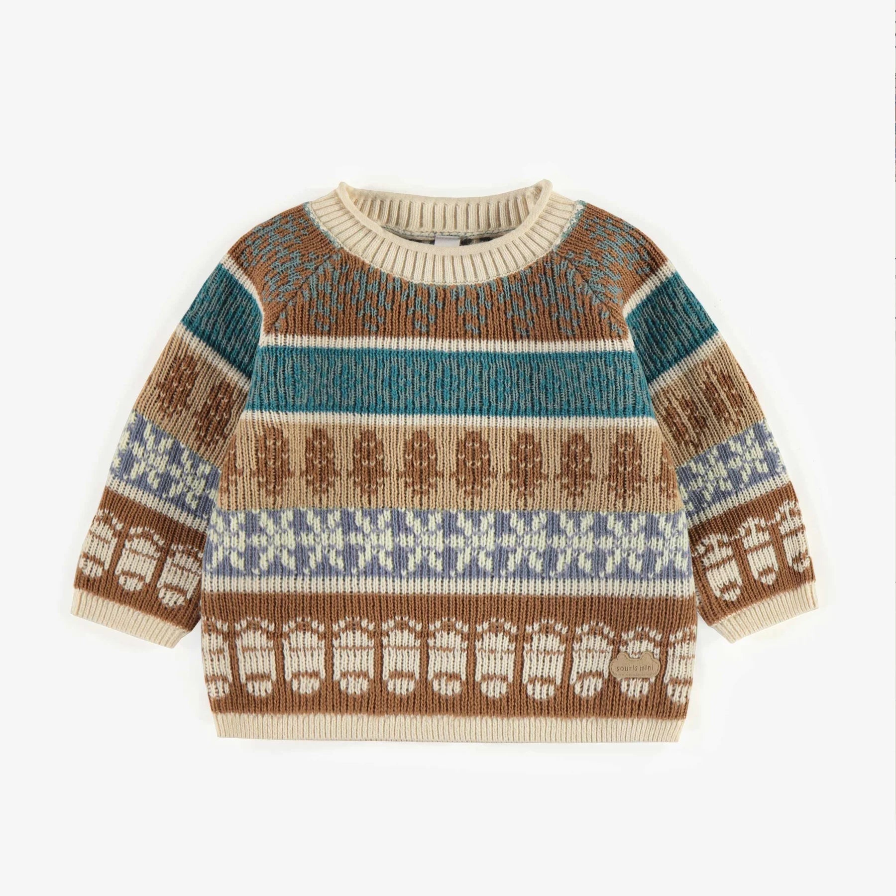 Blue & Brown Knitted Sweater - Wren Harper