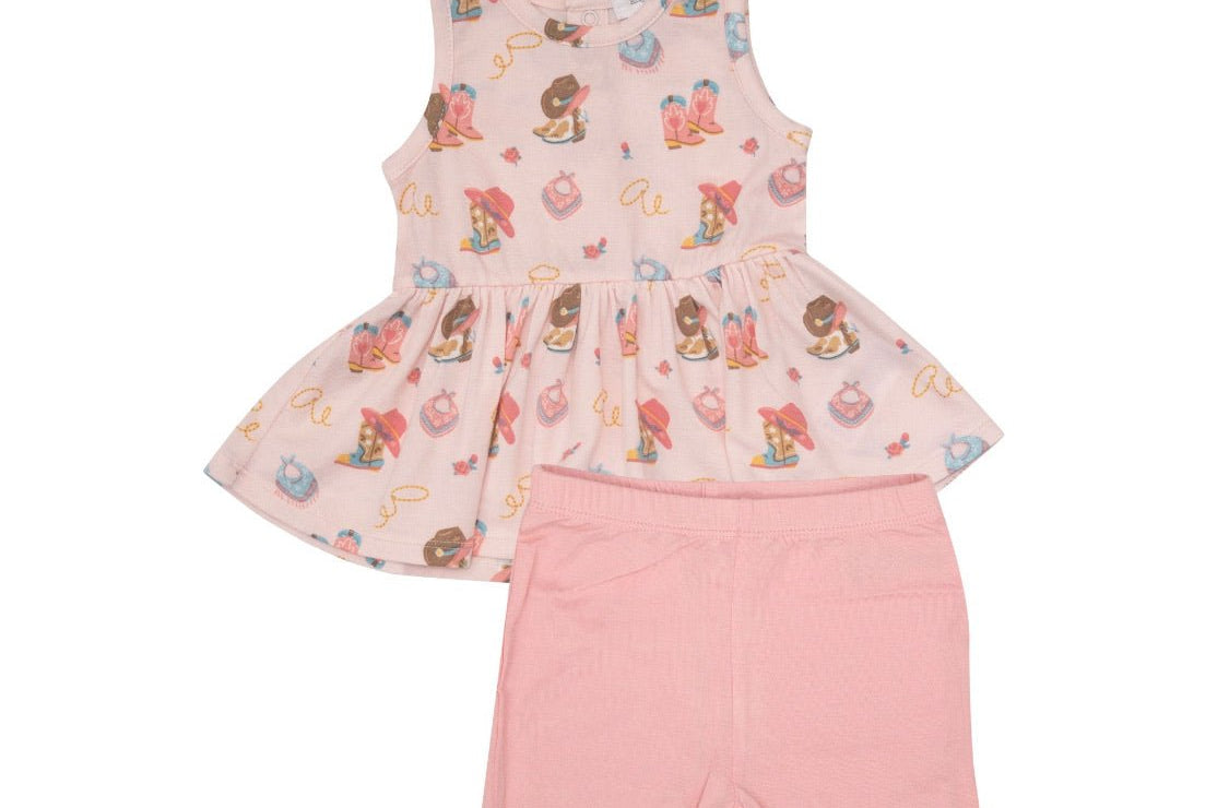 Cowgirl Boots Peplum Tank and Biker Short - Wren Harper