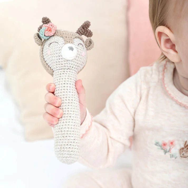 Crochet Blooming Deer Stick Rattle - Wren Harper