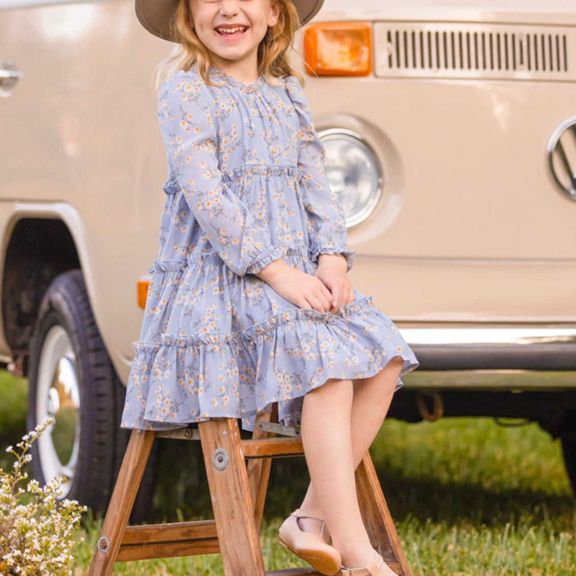 Daisies Tiered Chiffon Dress - Wren Harper