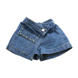 Front Wrap Denim Shorts with Rhinestone - Wren Harper